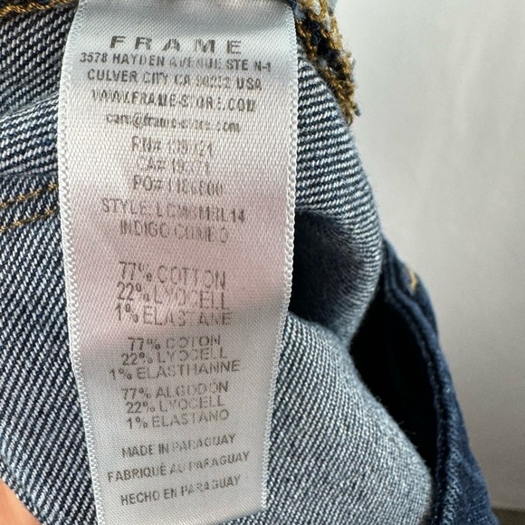 Frame Le Crop Two Toned Mini Bootcut Jeans in Blue Size 28 - Picture 7 of 8